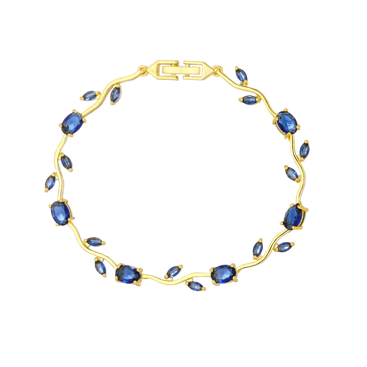 Luxury Style Quality Light Full Diamond Bracelet - Gold; Blue MegaBDM