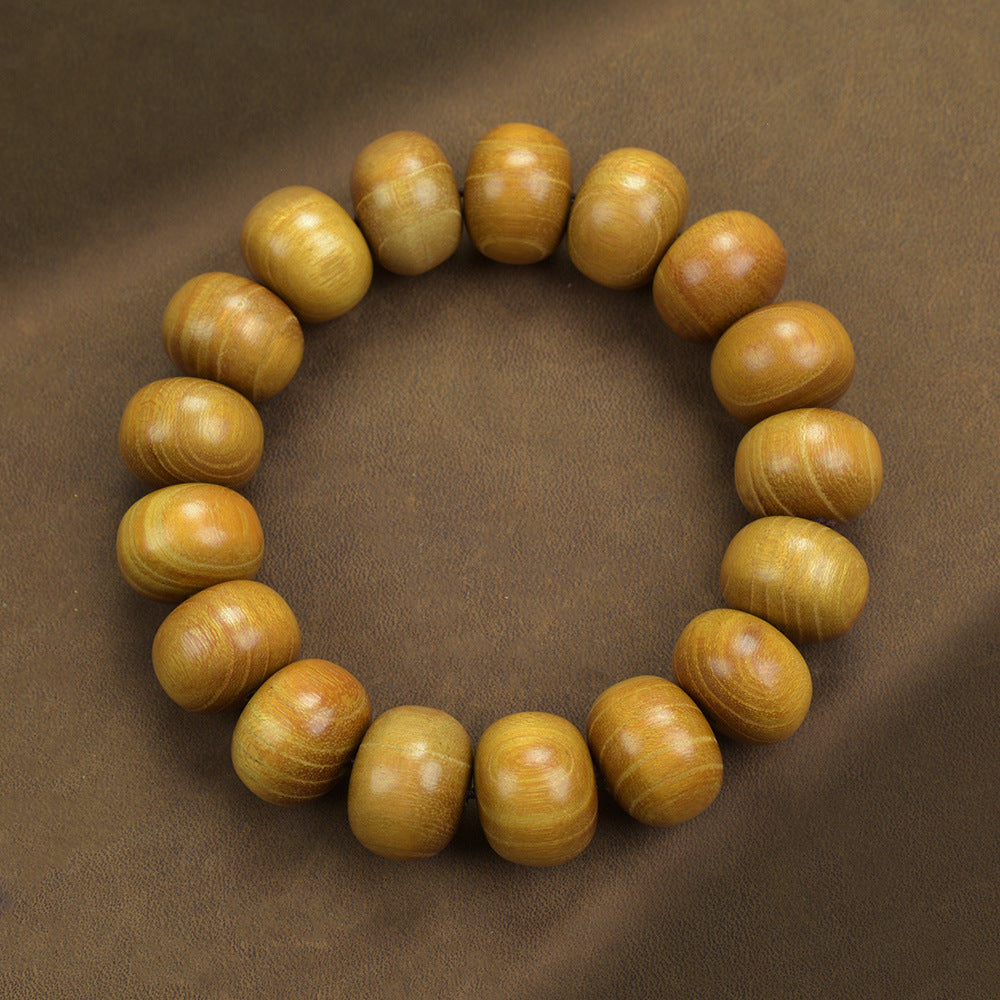 Men's Abacus Beads Night Moonstone Jade Sandalwood Bracelet - Golden Tan 18mm / Standard MegaBDM