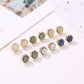 Women's Korean Starry Frosted For Fashion Hexagon Stud Earrings MegaBDM