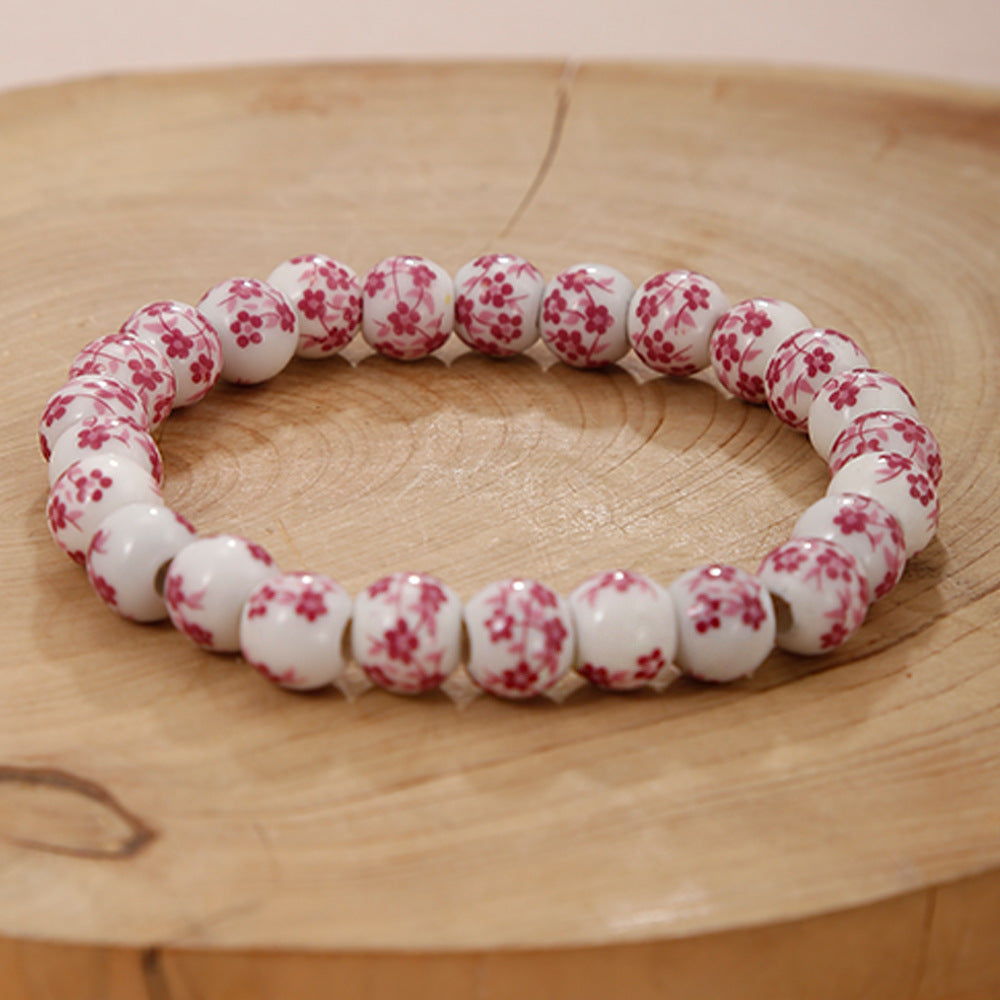 Women's & Men's Blue White Porcelain Ceramic Pattern Love Bracelets - Pink blue-and-white porcelain MegaBDM