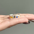 Women's & Men's Color Brushed Candy Letters Couple Design Simple Versatile Ring - I 'mfine Ring / Adjustable Opening MegaBDM