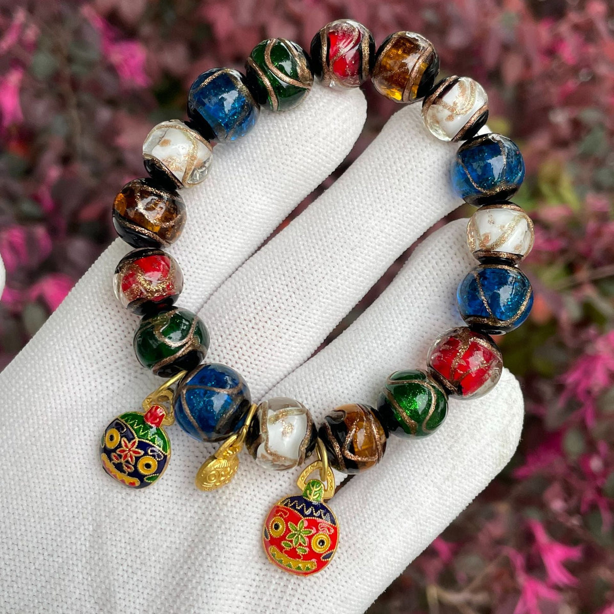 Bodhi Candy Color Single Circle Pliable Temperament High Throw Three Bracelets - Five-color swallowing gold beast 12mm MegaBDM