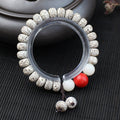 Women's & Men's Bodhi Buddha Beads Single Circle Hainan Bracelet - 7 * 9mm Cinnabar White Jade Bodhi MegaBDM