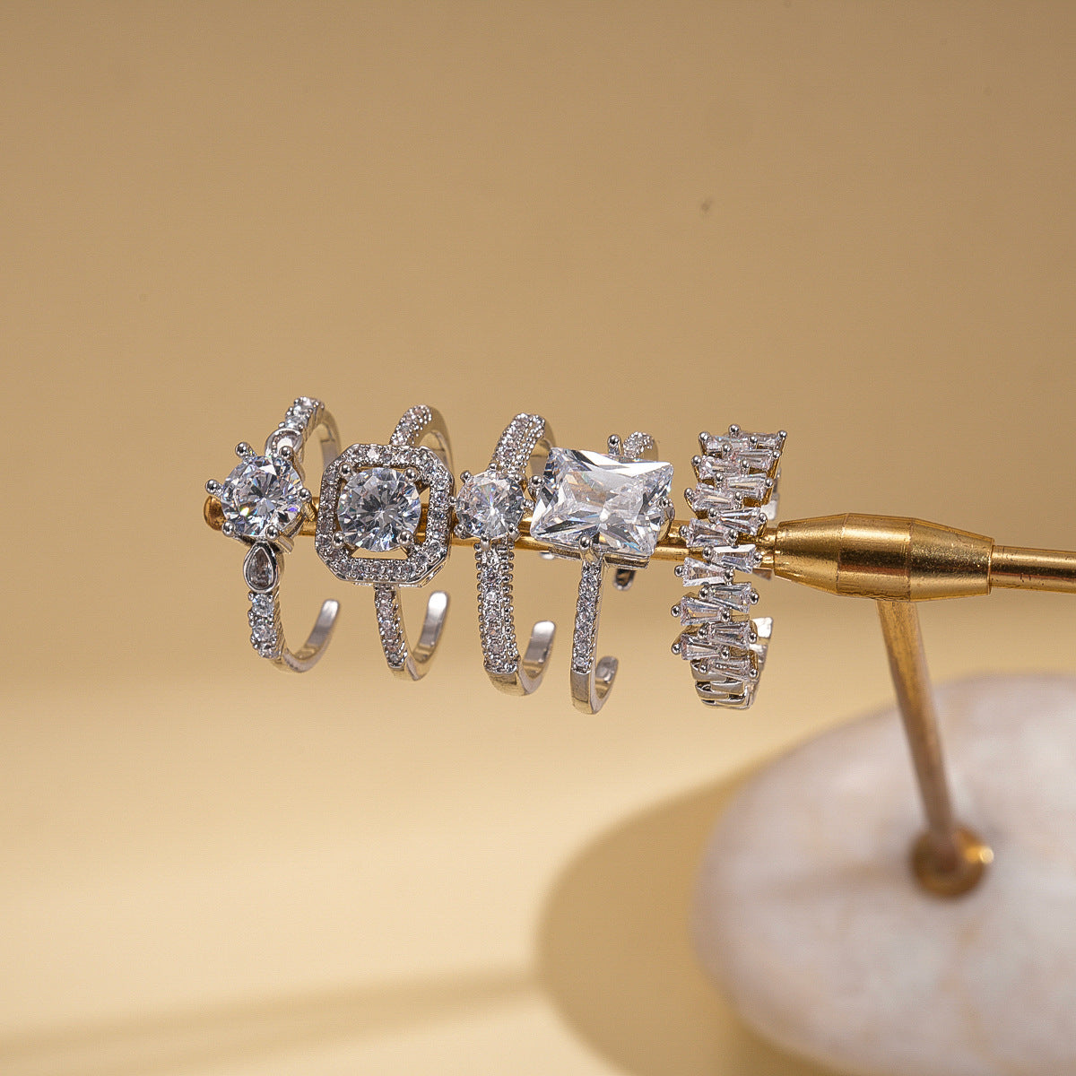 Rose Flower Love Pearl Light Luxury High Sense Ring - 60# Open Ring-Silver MegaBDM
