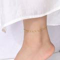 Women's Steel Water Ripple Gold Basic Style Chain Twin Bracelet - Anklet 21 5cm MegaBDM