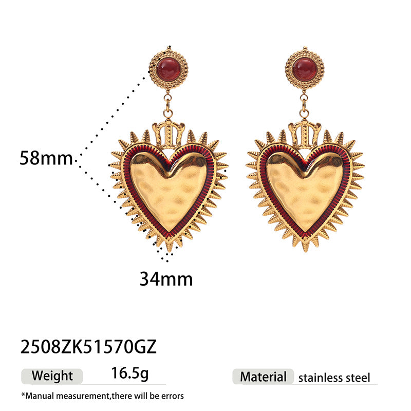 Vintage Style Love Heart Inlaid Gem Rings - 2508ZK51570GZ MegaBDM