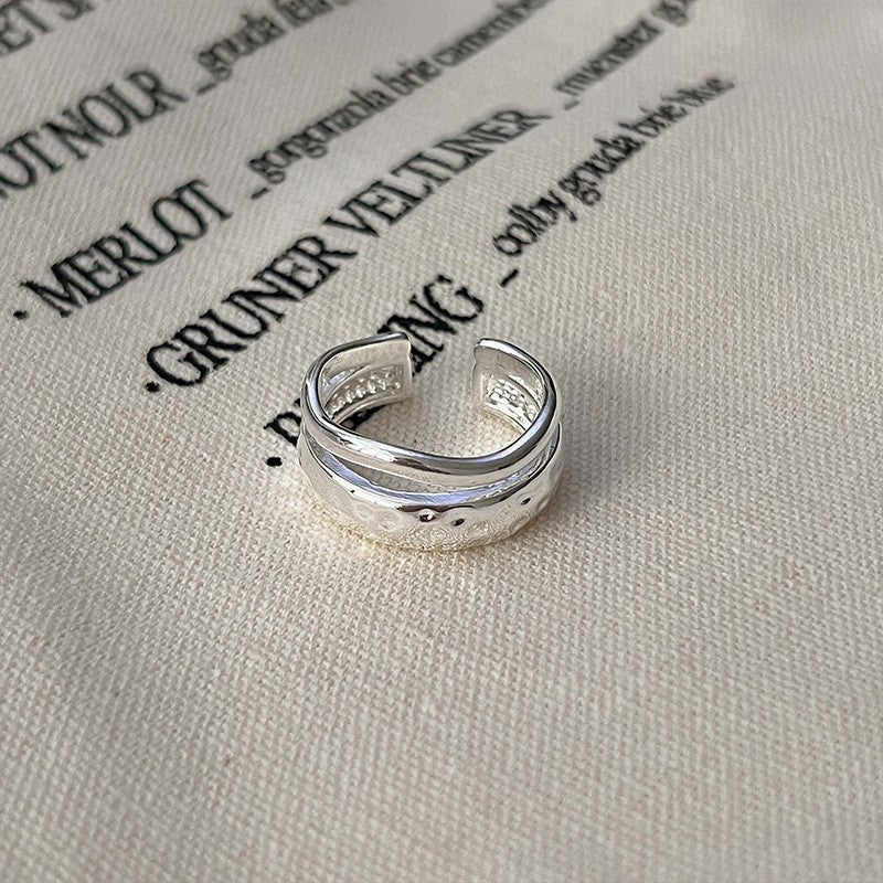 Women's Korean Style Simple Irregular Sterling Sier Rings - 7791 MegaBDM