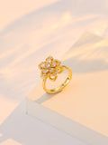 Women's Sweet Rotating Zircon Flower Niche Design Elegant Titanium Necklace - J0204 Zircon Rotating Ring MegaBDM
