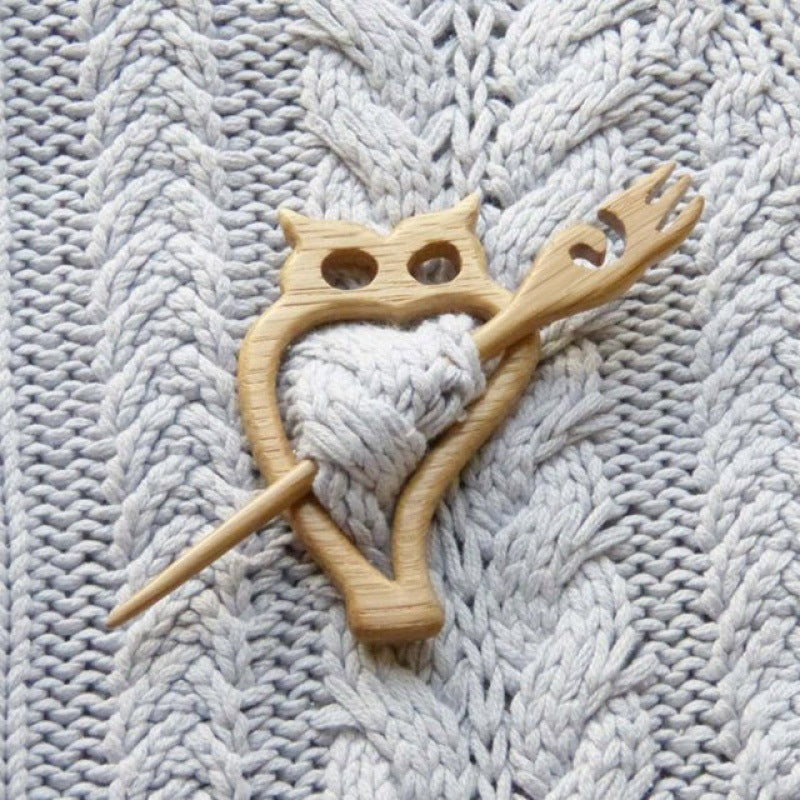 Wooden Brooch Winter Scarf Pin Animal Brooches - Owl MegaBDM