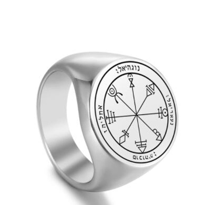 Steel Solomon Seal Jupiter Mars Mercury Moon Ring - 29 / No. 12 MegaBDM