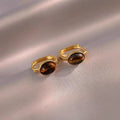 Women's Retro Coffee Color Style Light Luxury Temperament High Sense Stud Earrings - A2762 Gold MegaBDM