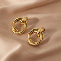 Exaggerated Geometry Female Style Alloy Winding Twist Retro Stud Earrings MegaBDM