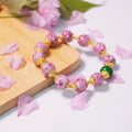 Frog Skin Beads Vintage Glass Couple Peach Bracelet - Pink Green / 10mm MegaBDM