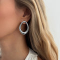 Women's Snake-shaped Twisted Long For Dignified Hollow Geometric Shaped Stud Earrings - 02 White K 3945 MegaBDM