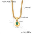 Zircon Titanium Steel Gold Plated Geometric Necklace - P1841-Golden March Lake Blue Zirconium MegaBDM