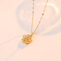Women's Sweet Rotating Zircon Flower Niche Design Elegant Titanium Necklace - X2118 Zircon Rotating Necklace MegaBDM