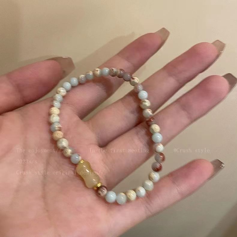 Women's Woven Stone Retro Couple Carrying Strap Bracelet - Shoushan Stone Beaded Style MegaBDM
