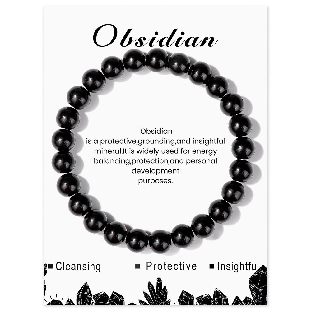 Women's Crystal Agate Light Luxury Minority Exquisite Lucky High Sense Girlfriend Bracelet - Black Agate Card MegaBDM