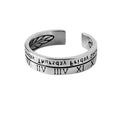 Women's & Men's Punk Heavy Wide Face Abstract Art Open Distressed Street Tide Ring - Roman Numeral 17 / Adjustable Opening MegaBDM
