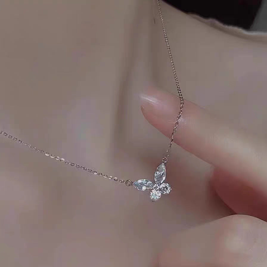 Ocean Heart Female With Hearts Clavicle Chain Necklace - Butterfly Necklace MegaBDM