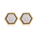 Women's Korean Starry Frosted For Fashion Hexagon Stud Earrings - 03 Silver 4581 MegaBDM