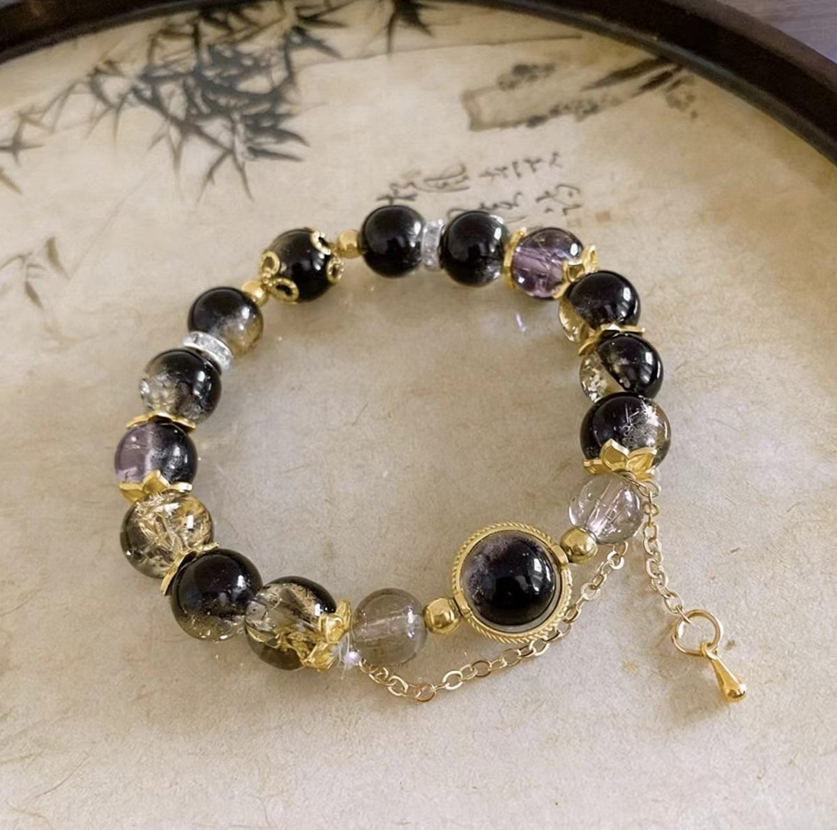 Women's Black Colored Glaze Beaded Graceful Personality Bracelet