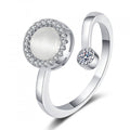 Women's Rotatable Design Fashion Personality Trendy Cold Light Rings - Opal White Gold Color / Adjustable Opening MegaBDM