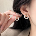 Women's Zircon Tassel Light Luxury High Sense Stud Earrings - 2# circle bow stud earrings MegaBDM