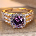 Copper Micro Inlaid Zircon Index Finger Rose Gold Round Bag Rings MegaBDM
