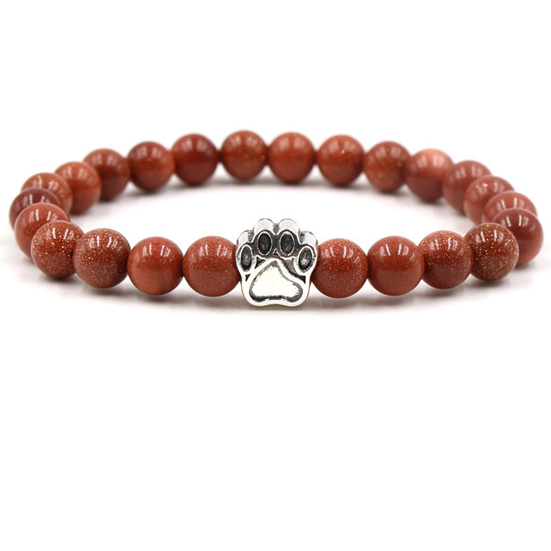 Holiday Gift Beaded Adjustable Foot Volcanic Rock Obsidian Turquoise Dog's Bracelets - Pallisandro Classico Dog's Paw Bracelet MegaBDM