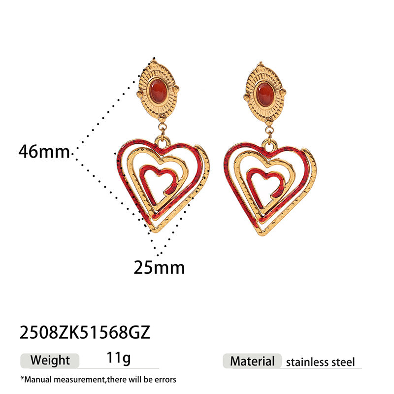 Vintage Style Love Heart Inlaid Gem Rings - 2508ZK51568GZ MegaBDM