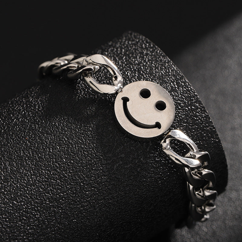 Women's & Men's Titanium Steel Smiley Minimalist Design Hip Hop Style High-grade Bracelet MegaBDM