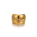 Luxury Geometric Inlaid Zircon Open Niche Trendy Ring - JZ8981G MegaBDM