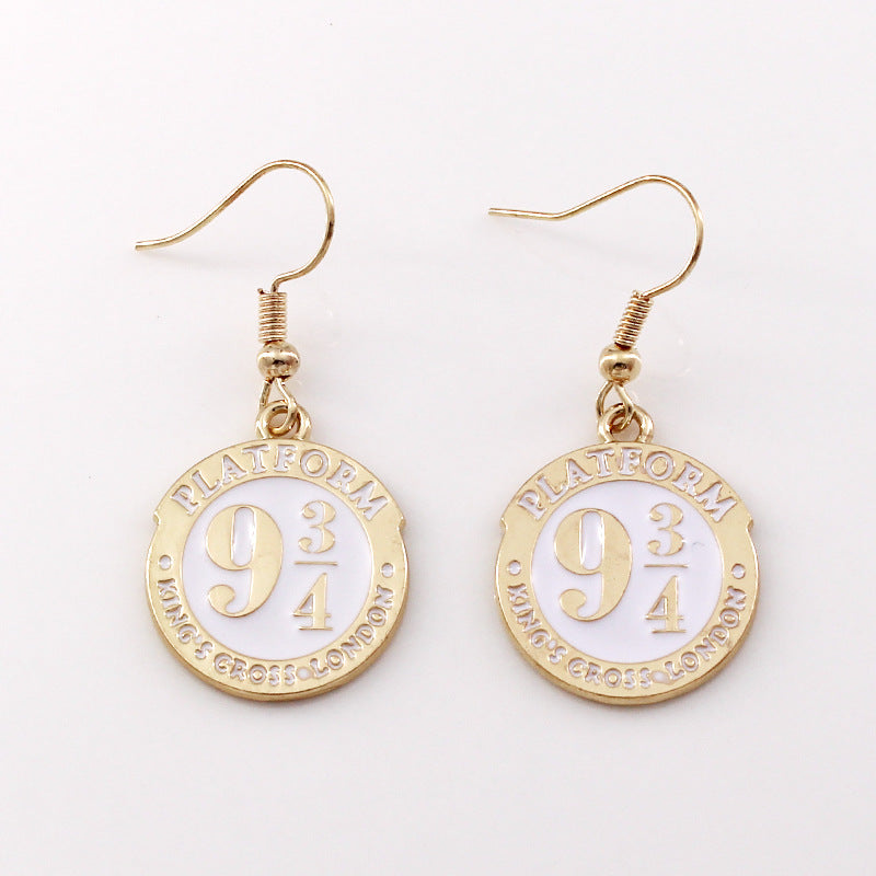 Series Horror Funny Alternative Black Cat Alloy Earrings - White Nine and Three Quarters MegaBDM