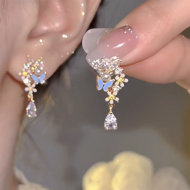 Court Retro Imitation Glaze Color Diamond Stud Earrings - 0858 Ear Studs MegaBDM