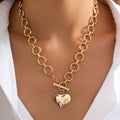 Simple Punk Metal Cross Female Button Chain Necklaces - 02 Heart Necklace Gold MegaBDM