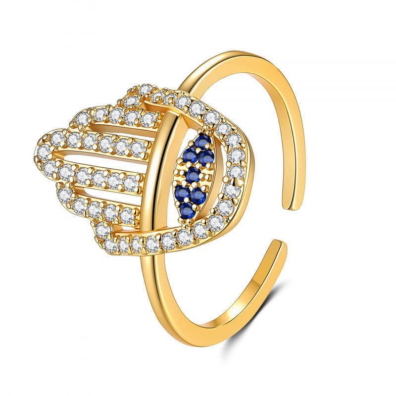 Eye Open Fashion Personality Hip Hop Ring - Gold 8 / Adjustable Opening MegaBDM
