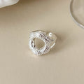 Interest Light Luxury Retro Minority Wide Personality Versatile Opening Adjustable Ring - Flower-Shaped Hollow Silver Ring MegaBDM