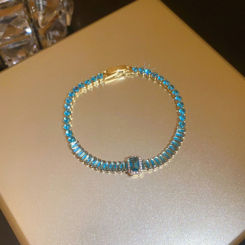 Women's Oval Leaf Small Fresh Gentle Temperament Light Luxury High Sense Bracelet - 23# Bracelet-Golden-Blue MegaBDM
