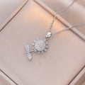 Female Minority Fashion Design Rotating Bauhinia Zircon Flower Necklace - X1195 MegaBDM