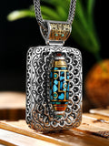 Women's & Men's Upscale Buddha Dynasty Imitation Turquoise Rotating Tibet Pendants - 113 Tibet Beads Buddha Chaong Pendant Delivery Leather Rope MegaBDM