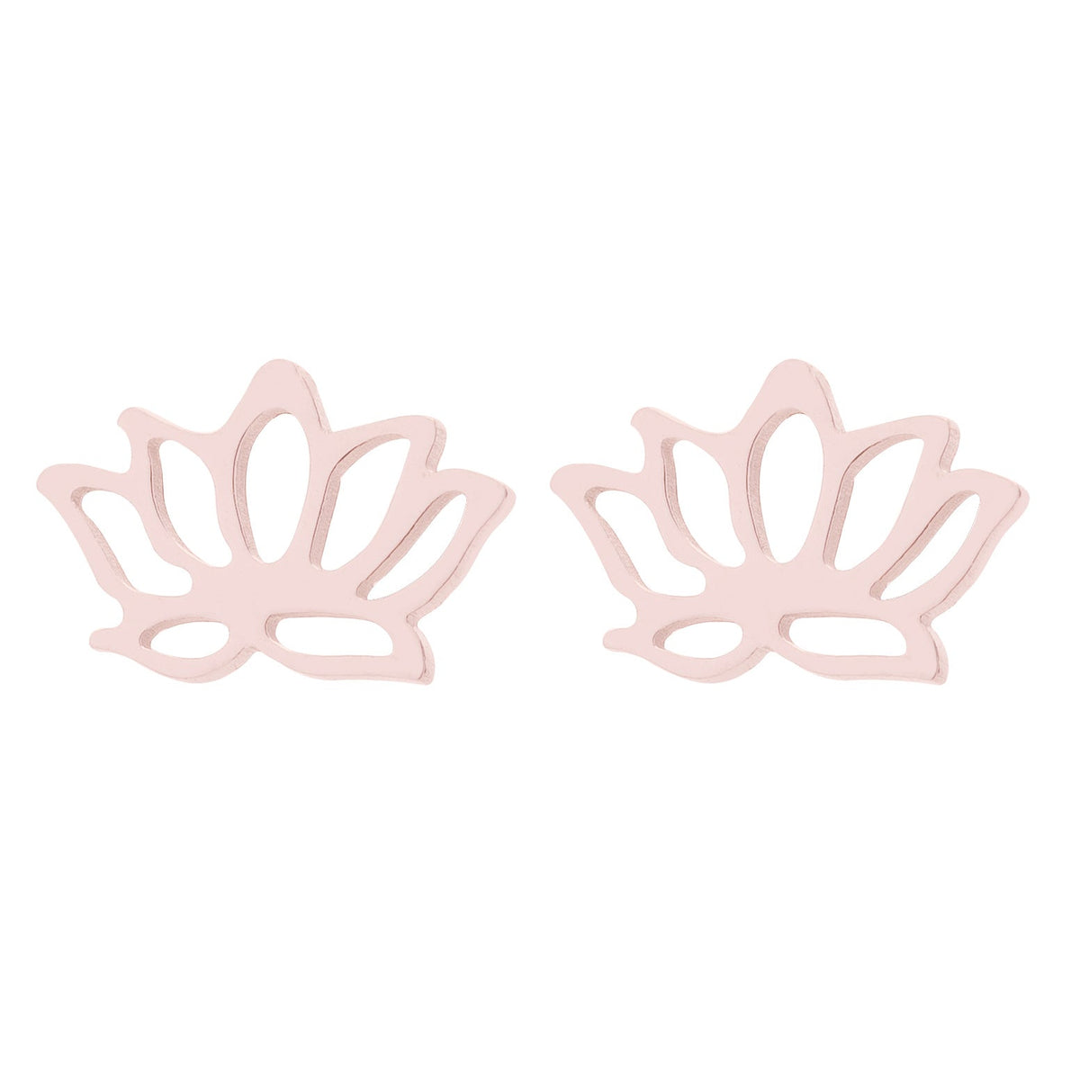 Lotus Ear Bone Hollow Origami Stainless Stud Earrings - 084 Rose MegaBDM