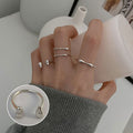 Exaggerated Geometry Female Sier Personalized Hip Rings - JZ9786 / Adjustable Opening MegaBDM