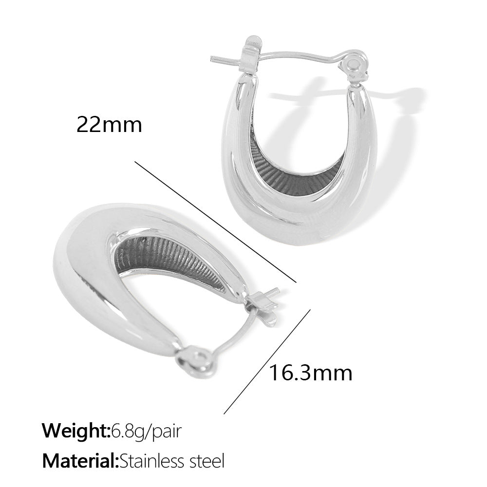 Titanium Steel Thick Cylindrical Hollow Ear Female Plated Solid Polished Rings - Eh603 Steel Earrings MegaBDM