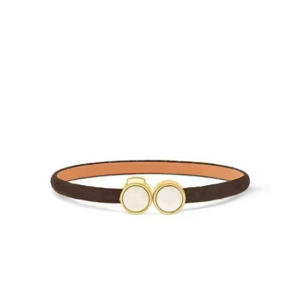 V's Four-leaf Clover Presbyopic Leather Couple Simple Bracelet - 14 MegaBDM