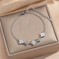 Women's Rhinestone Zircon Stitching Trendy Unique Commuter Light Luxury Bracelet - S1114 Silver White Shell Bracelet MegaBDM