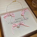 Romantic Purple Flower Pearl Long Twin Necklace - 21# Necklace-Golden-Pink-Transparent MegaBDM