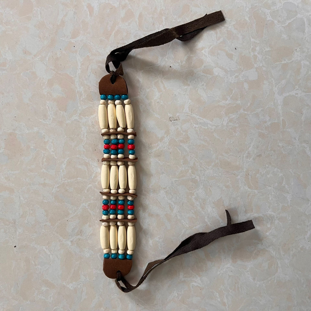 Women's Bohemian Indian Adult Primary Color Wooden Necklace - Blue and Red MegaBDM