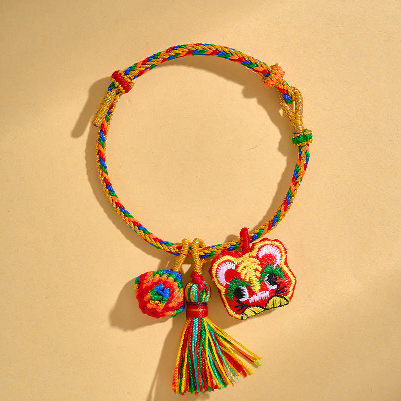 Children's Dragon Boat Festival Colorful Rope Hand-woven Small Bracelets - JS Blue (Tiger Zongzi Tassel) MegaBDM