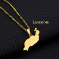 Stainless Steel Spanish Canary Islands Unisex Necklace - Lansarot Island Gold MegaBDM